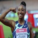 Olympic champion, Jasmine Camacho-Quinn, of Puerto Rico
