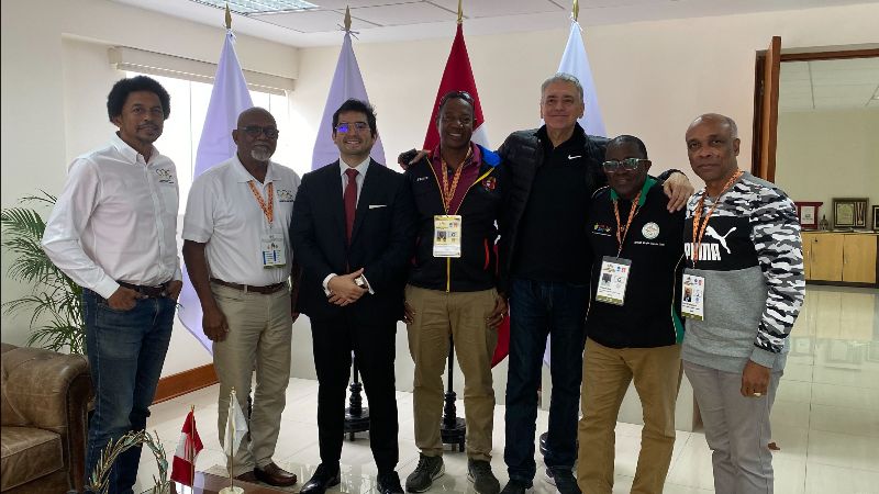 President of the NOC of Peru, Renzo Manyari, and President of the Pan American Weightlifting Confederation, Jose Quinones. Cliff Williams (ANT), Ephraim Penn (IVB), Christopher Samuda (JAM), Brian Lewis (Sec Gen, CANOC) and Keith Joseph (Pres, CANOC) were present for the discussions and approval of the MoU.