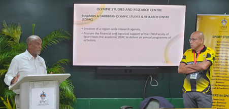 Keith Joseph (left) with Dean of the Faculty of Sport, Dr Roy McCree (right)