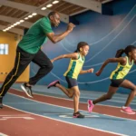 primary school children racing on a track