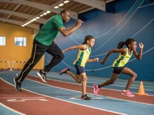 primary school children racing on a track