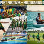 Collage titled Vincentian Sport Positives highlighting basketball, squash, swimming, sailing, and soccer athletes.